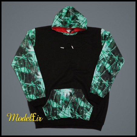 هودی سایز بزرگ رنگ آستین سبز 5 ایکس لارج