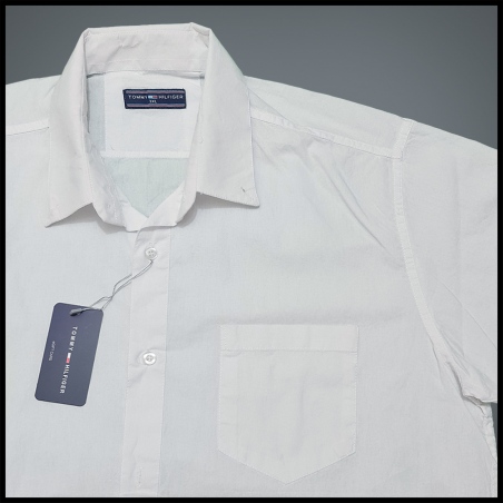 پیراهن سفید سایز بزرگ جیب دار