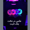 تیشرت سایز پسرانه بلک لایت شبرنگ چاپ سی دی  CD نورانی