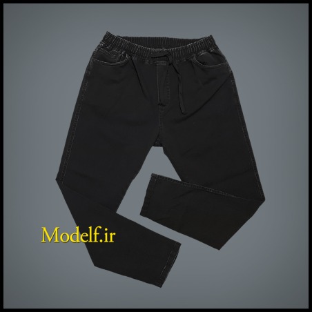 شلوار جین اسلش کشی سایز بزرگ مردانه رنگ مشکی 5 جیب