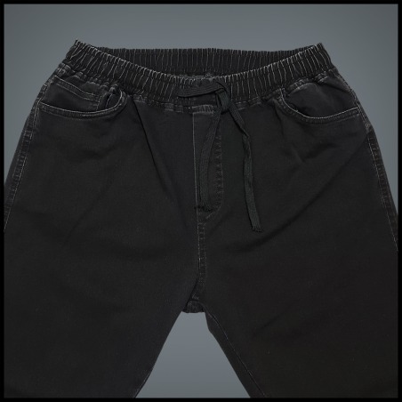 شلوار جین اسلش کشی سایز بزرگ مردانه رنگ مشکی 5 جیب