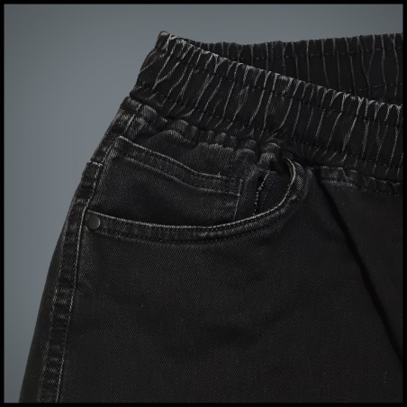 شلوار جین اسلش کشی سایز بزرگ مردانه رنگ مشکی 5 جیب