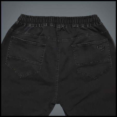 شلوار جین اسلش کشی سایز بزرگ مردانه رنگ مشکی 5 جیب