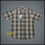 پیراهن چهارخانه سایز بزرگ پنبه درجه یک رنگ زمینه سبز