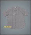پیراهن سایز بزرگ مردانه لنین جیب دار رنگ طوسی روشن