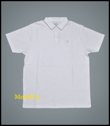 تیشرت جودون سایز بزرگ یقه دار رنگ سفید کیفیت عالی