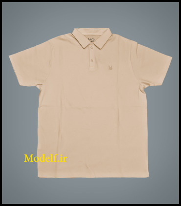 تیشرت جودون سایز بزرگ یقه دار رنگ کرم کیفیت عالی