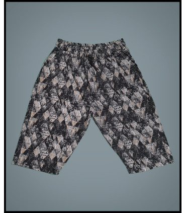 ست پیراهن شلوارک  نخی کنفی سایز بزرگ طرح دار