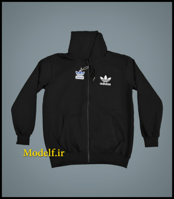 سویشرت زیپ دار سایز بزرگ کلاه دار آدیداس